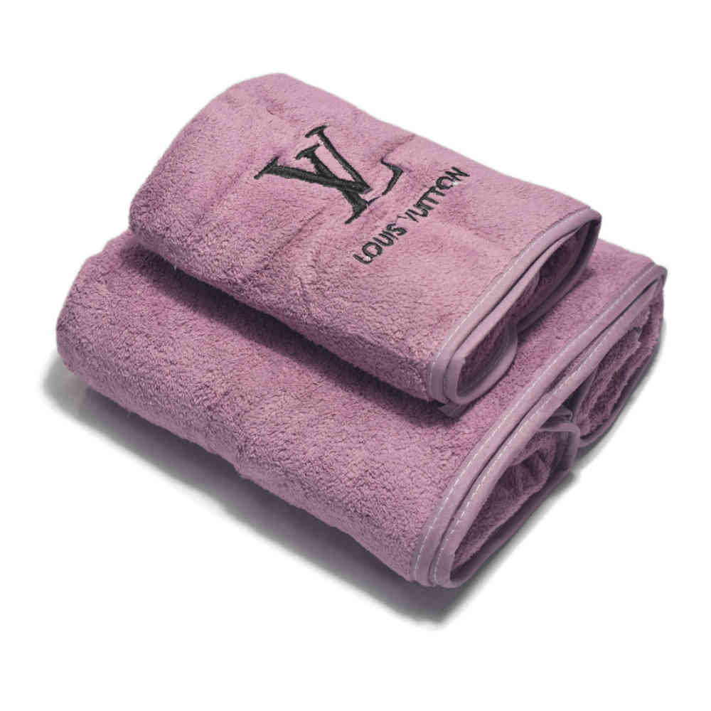 Purple Louis Vuitton Embroidered logo Off White Premium Towel - Set of 2