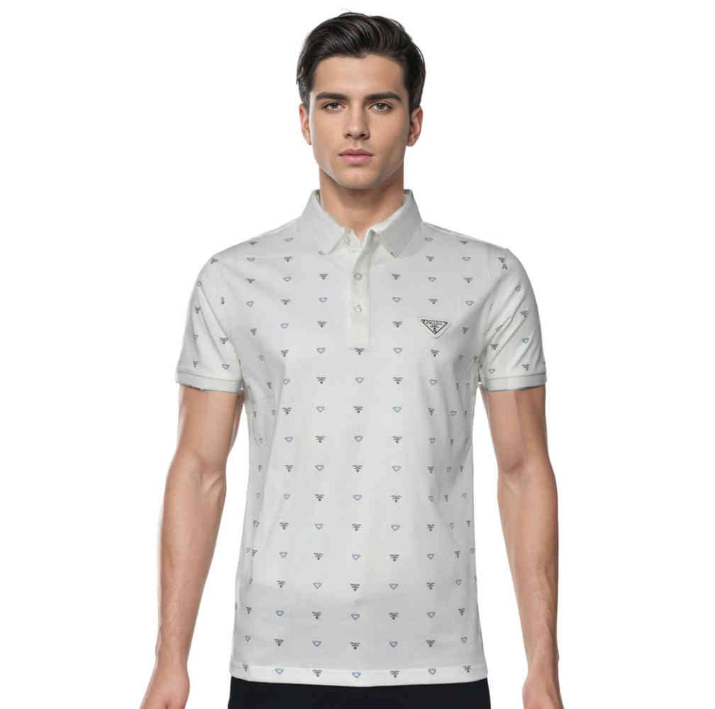 White Prada Grey Premium Quality Polo Tees