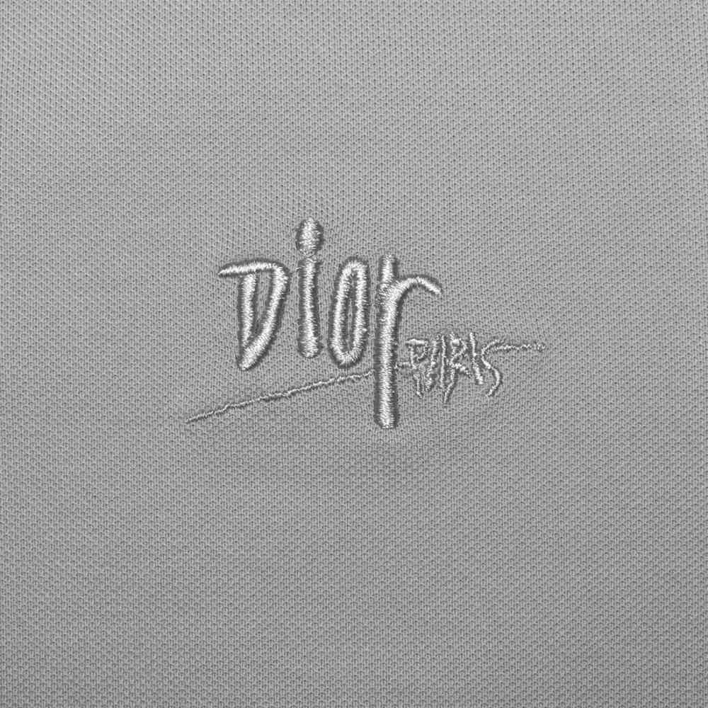 Dior Embroidered Grey Premium Quality T-shirt-3