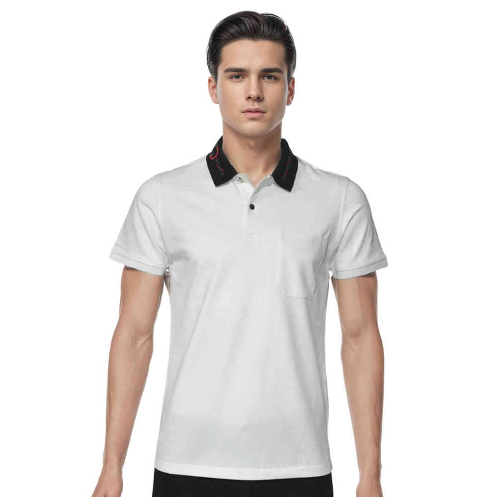White Gucci Black Premium Quality Polo Men's T-shirt