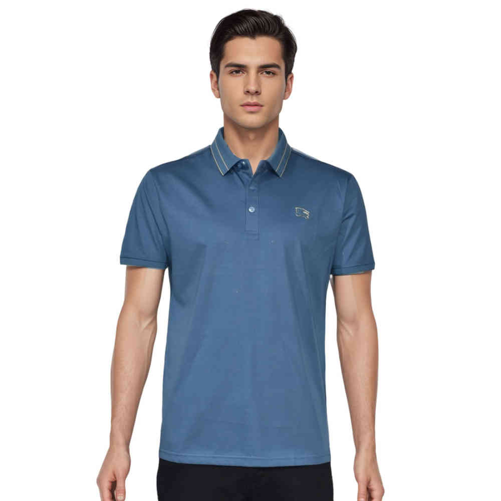 Blue Burberry logo Icon Black Premium Polo T-shirt