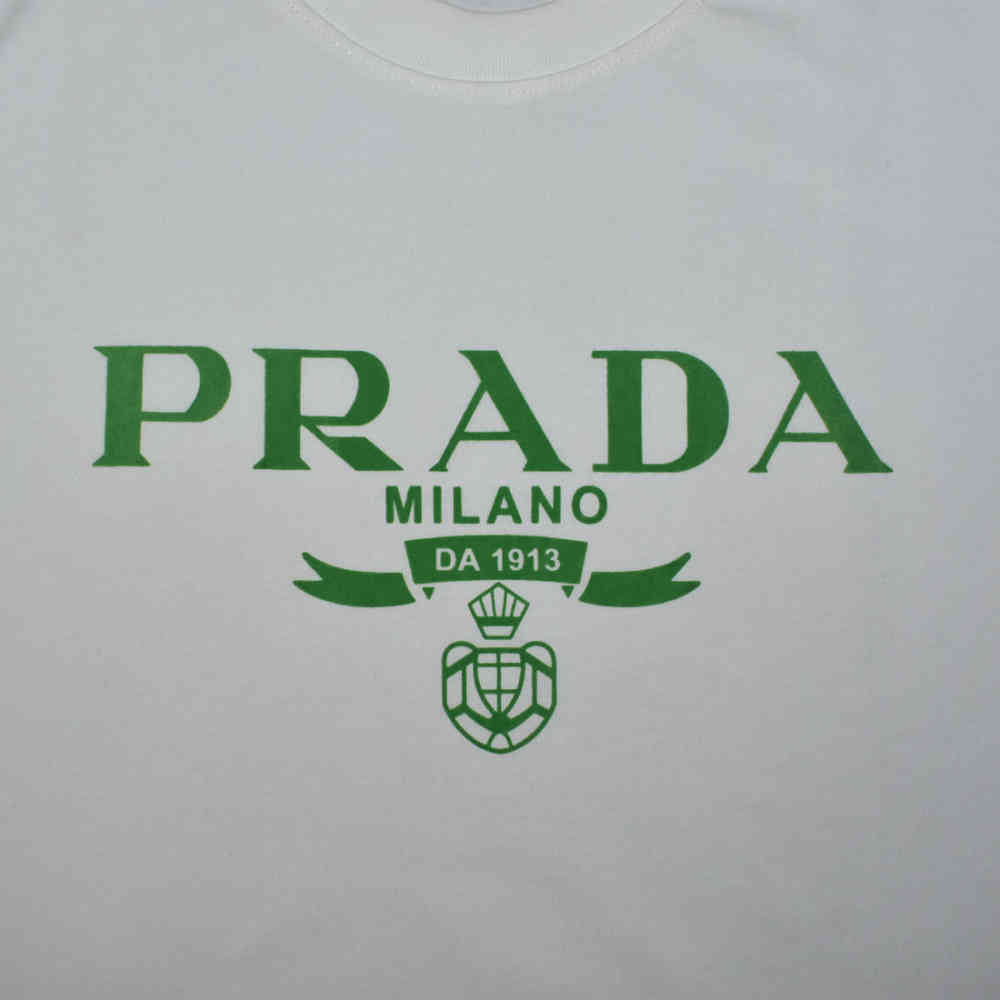 Prada Milano logo Print White Premium T-shirt-thumb-3