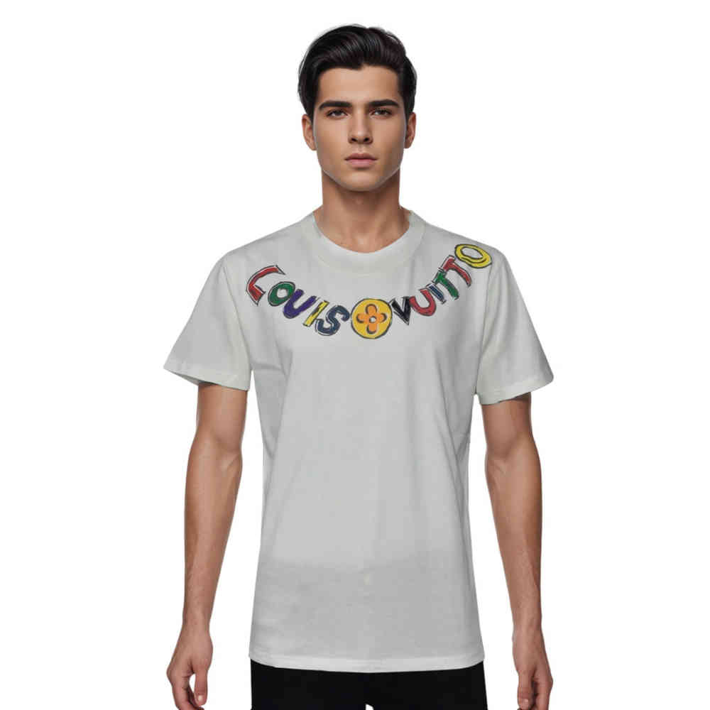 White Louis Vuitton Print Black Monogram Premium T-shirt