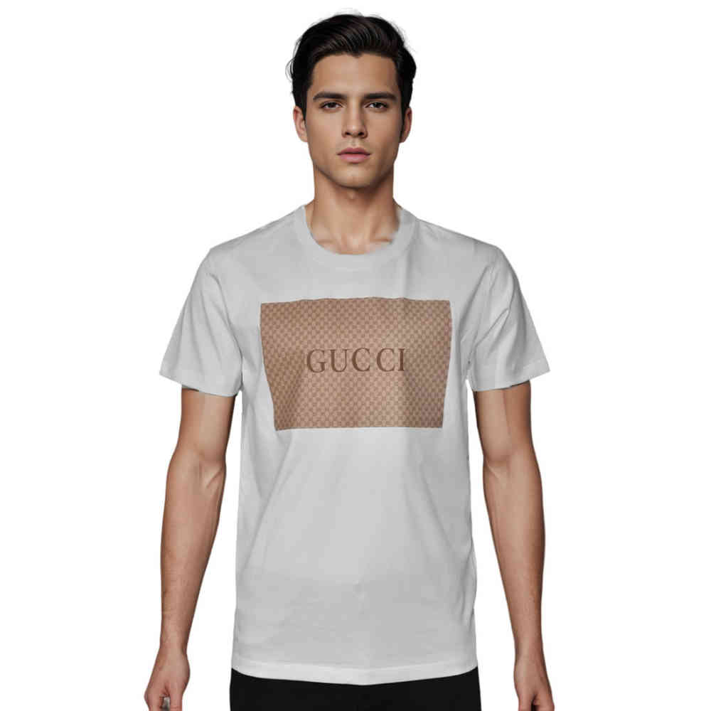 White Gucci logo-patch Green Premium Quality T-shirt