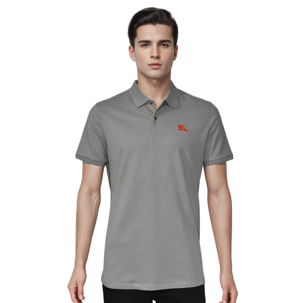 Grey Burberry Embroidered logo Orange Premium T-shirt
