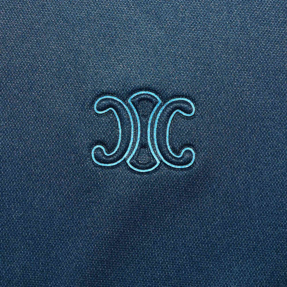 Celine Embossed logo Blue Premium Polo T-shirt-thumb-3