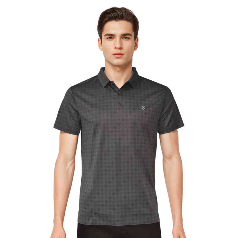 Grey Louis Vuitton Monogram Black Premium Polo T-shirt