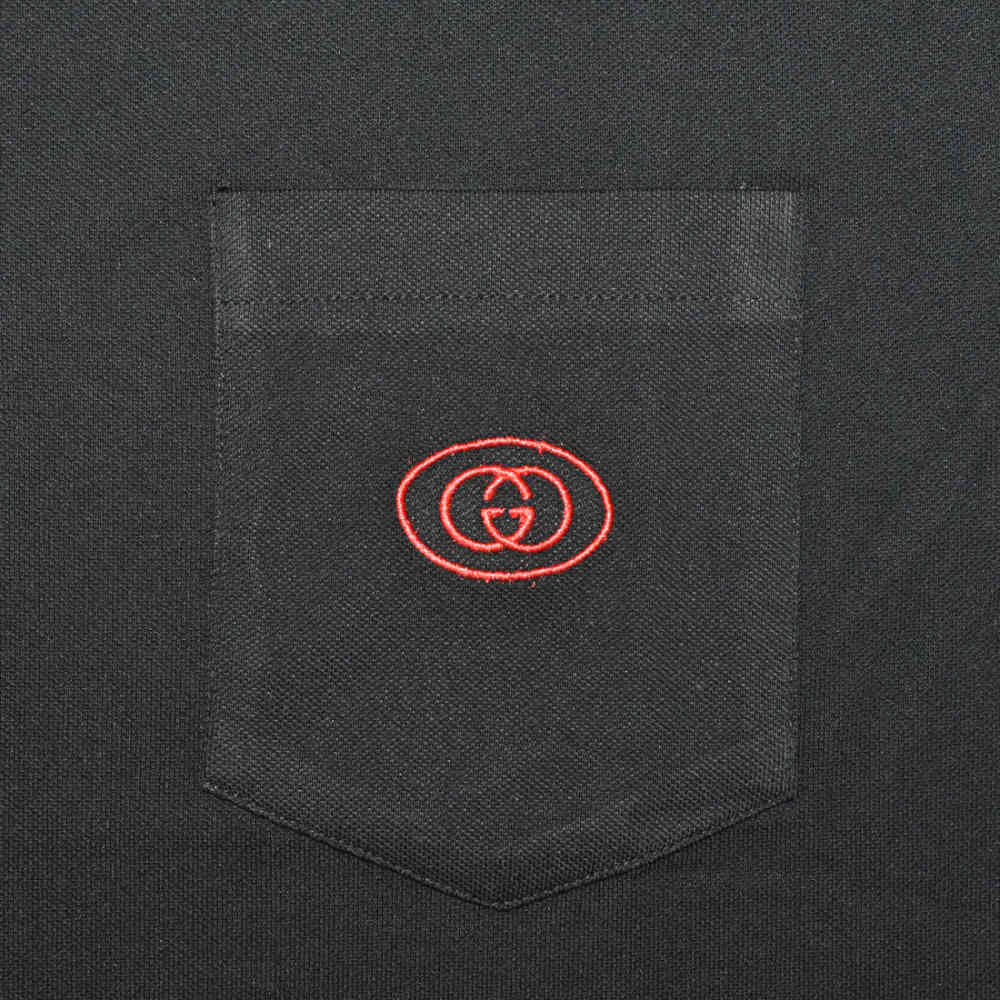 Gucci Embroidered Black Premium Polo T-shirt-thumb-3