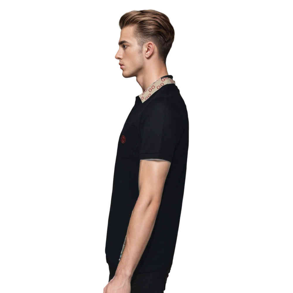 Gucci Embroidered Black Premium Polo T-shirt-thumb-2
