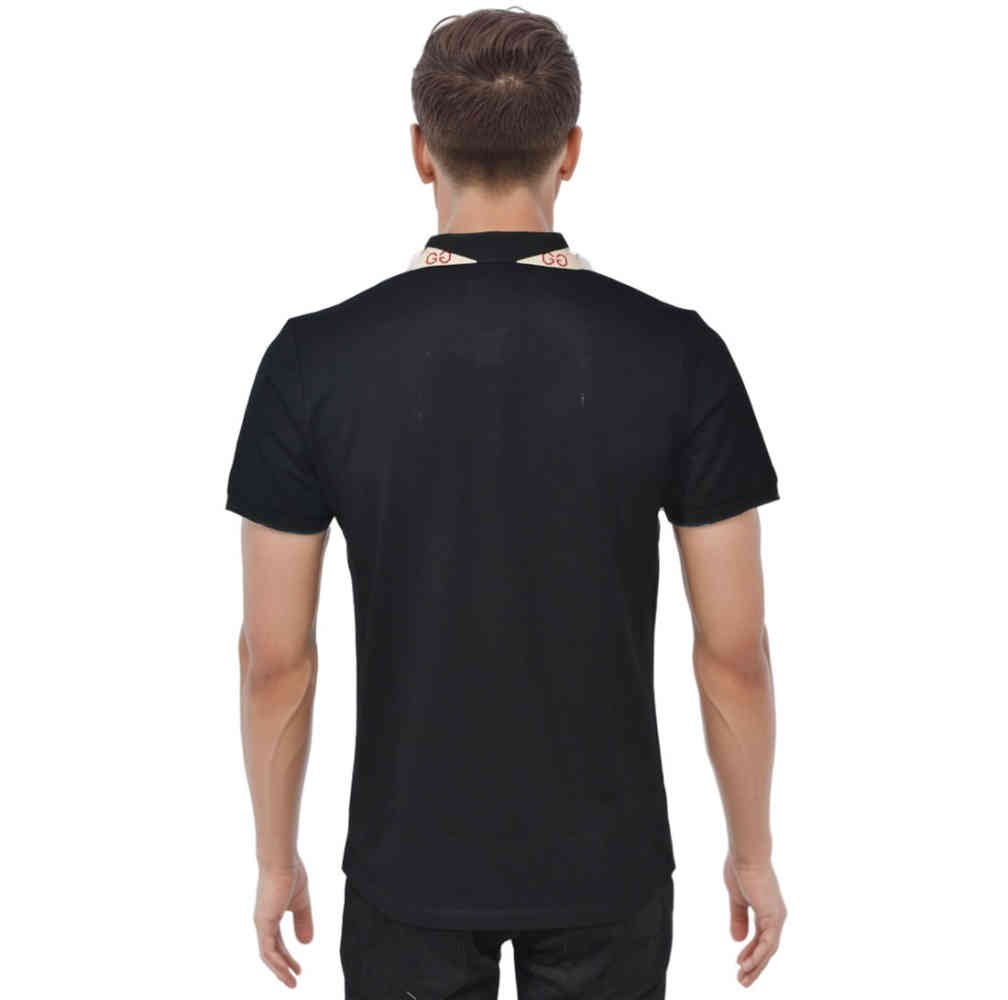 Gucci Embroidered Black Premium Polo T-shirt-thumb-1