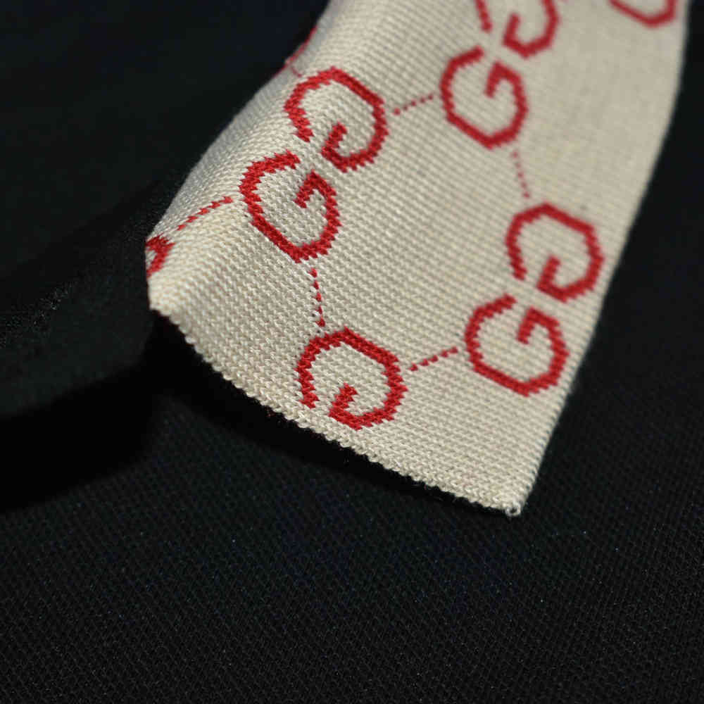 Gucci Embroidered Black Premium Polo T-shirt-thumb-4