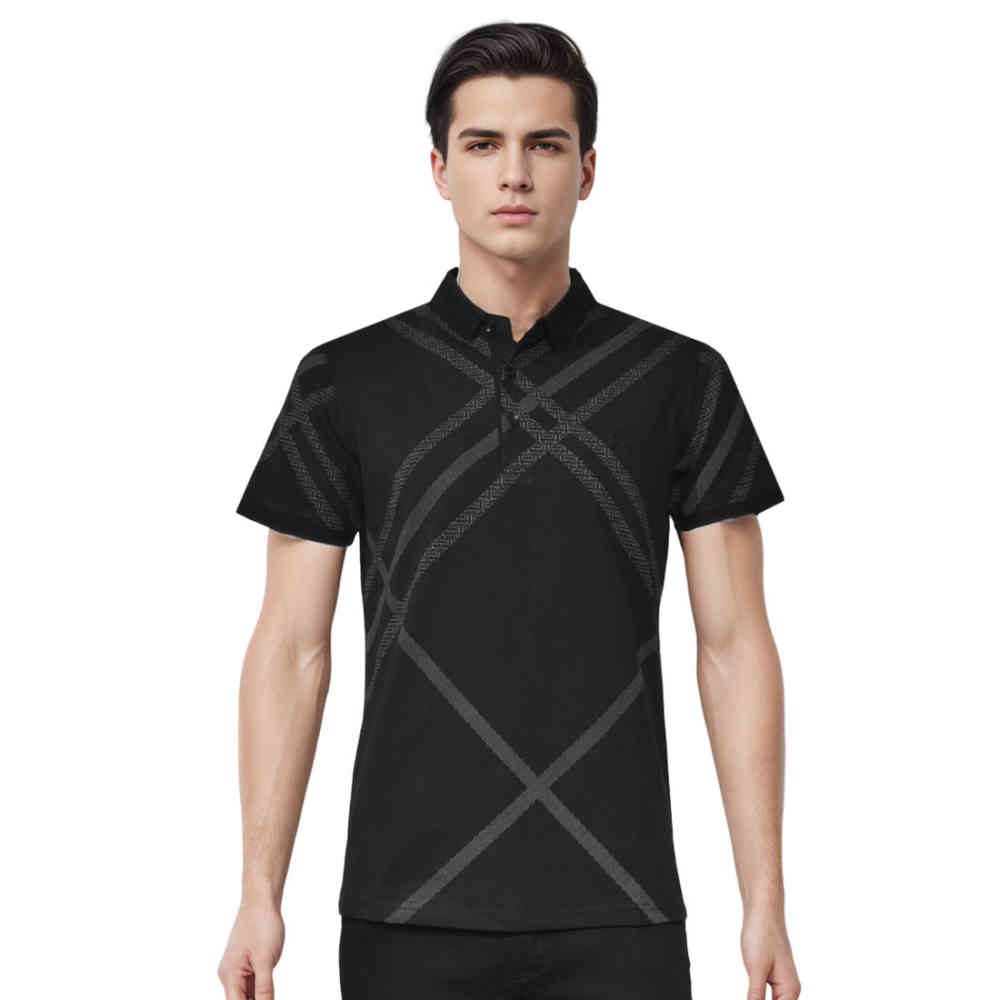 Black Burberry Printed White Premium Luxury Polo T-shirt