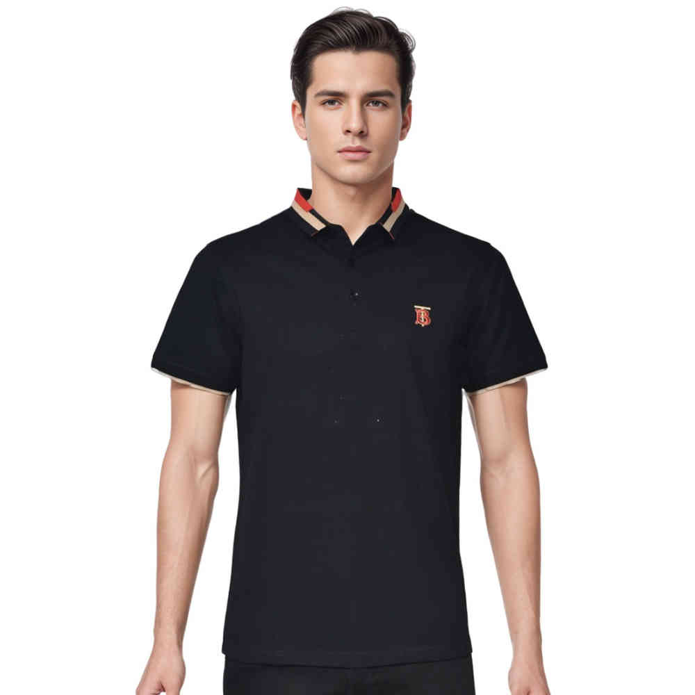 Black Burberry TB Embroidered Blue Premium Luxury T-shirt