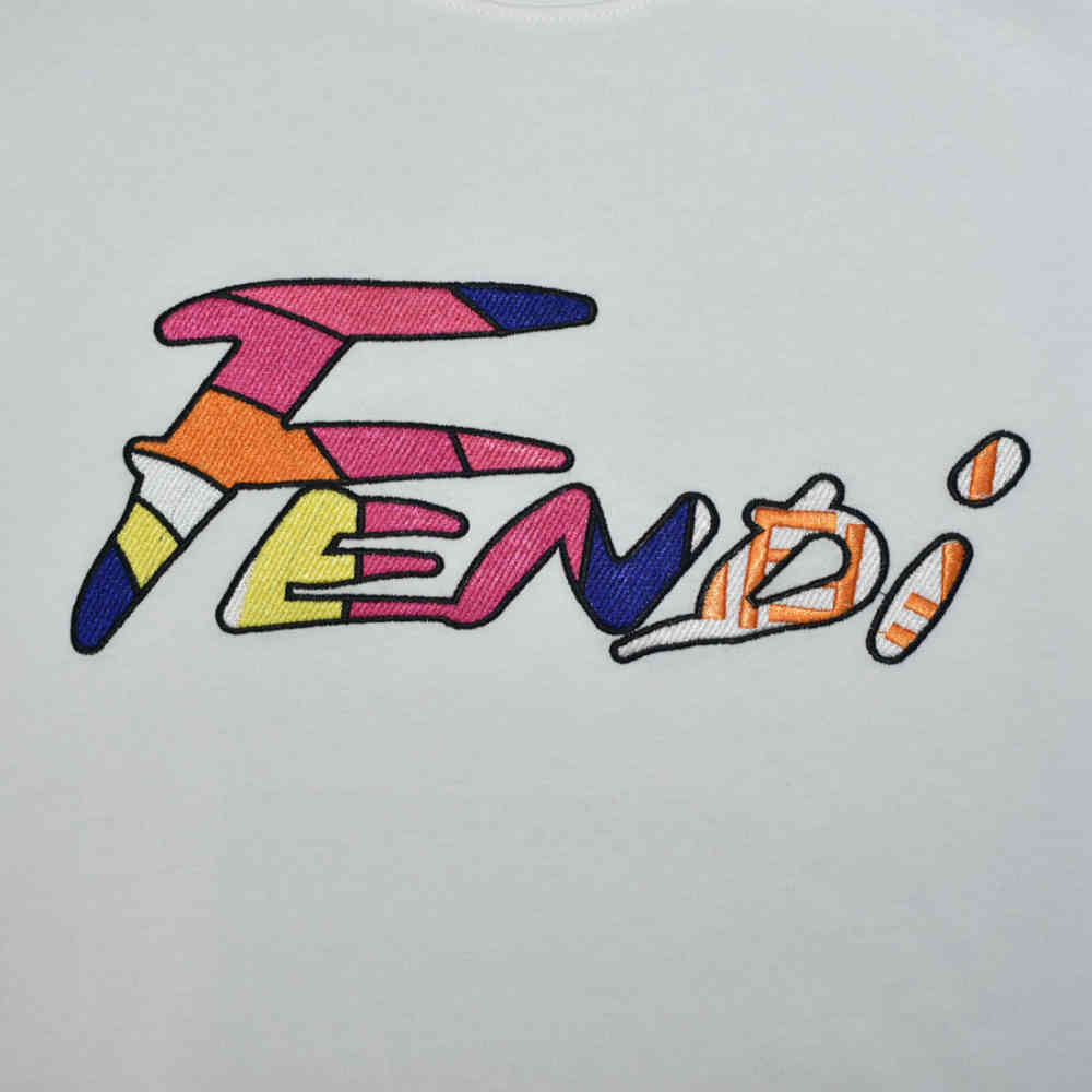 Fendi Brush logo White Premium Cotton T-shirt-3