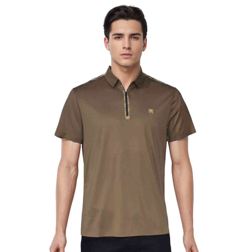 Brown Burberry Embossed logo Navy Blue Premium T-shirt