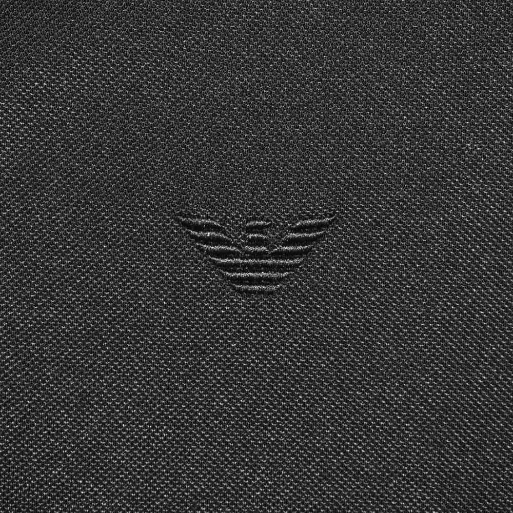 Giorgio Armani Embroidered logo Black Polo T-shirt-3