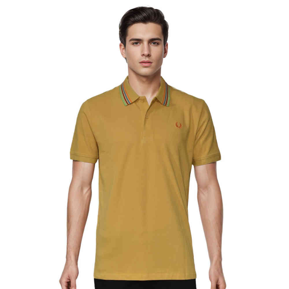 Mustard Fred Perry Embroidered logo Olive Premium T-shirt