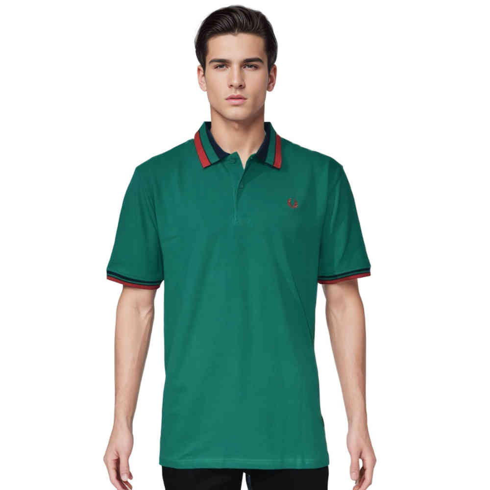 Green Fred Perry Embroidered logo Olive Premium T-shirt