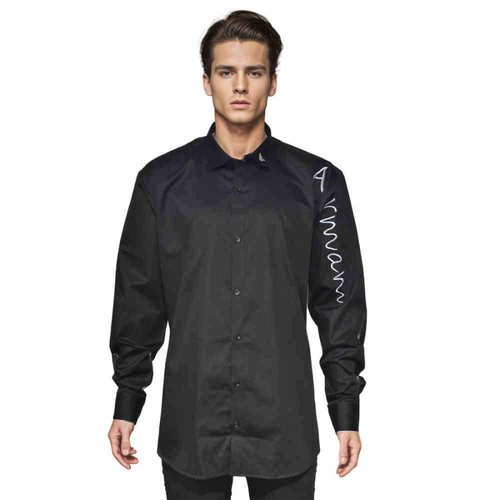 Armani Exchange Embroidered logo Black Premium Shirt-thumb-6