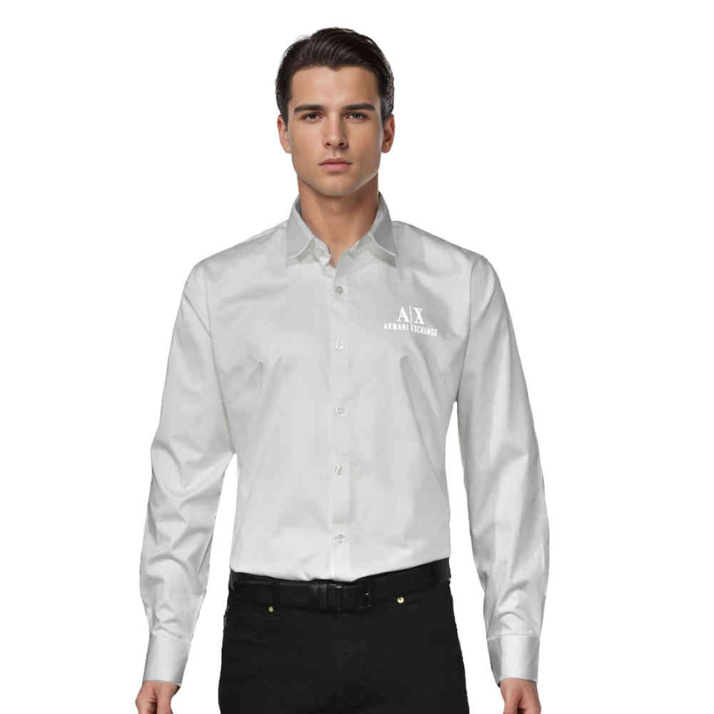 White Armani Exchange logo Print Black Premium Shirt