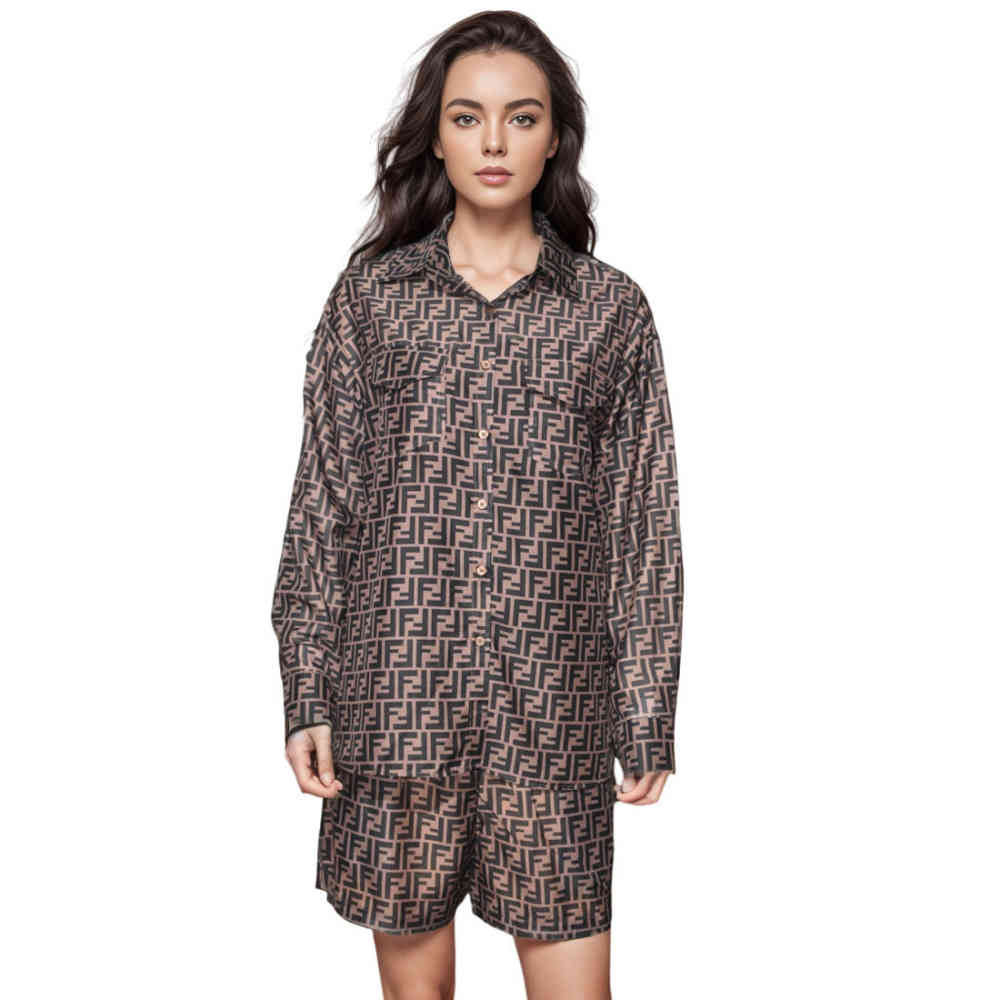 Fendi Brown Premium Quality Co-Ord Set-thumb-0