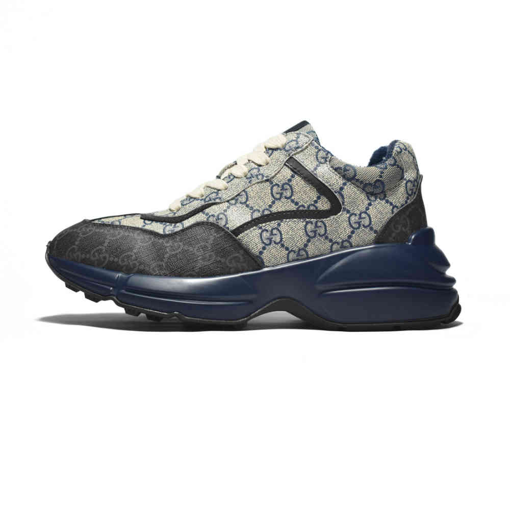 Navy Blue Gucci GG Rhyton Brown Sneakers