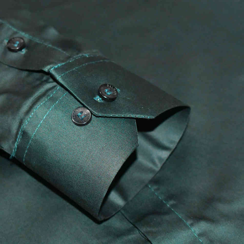 Balmain Green Premium Luxury Cotton Shirt-5