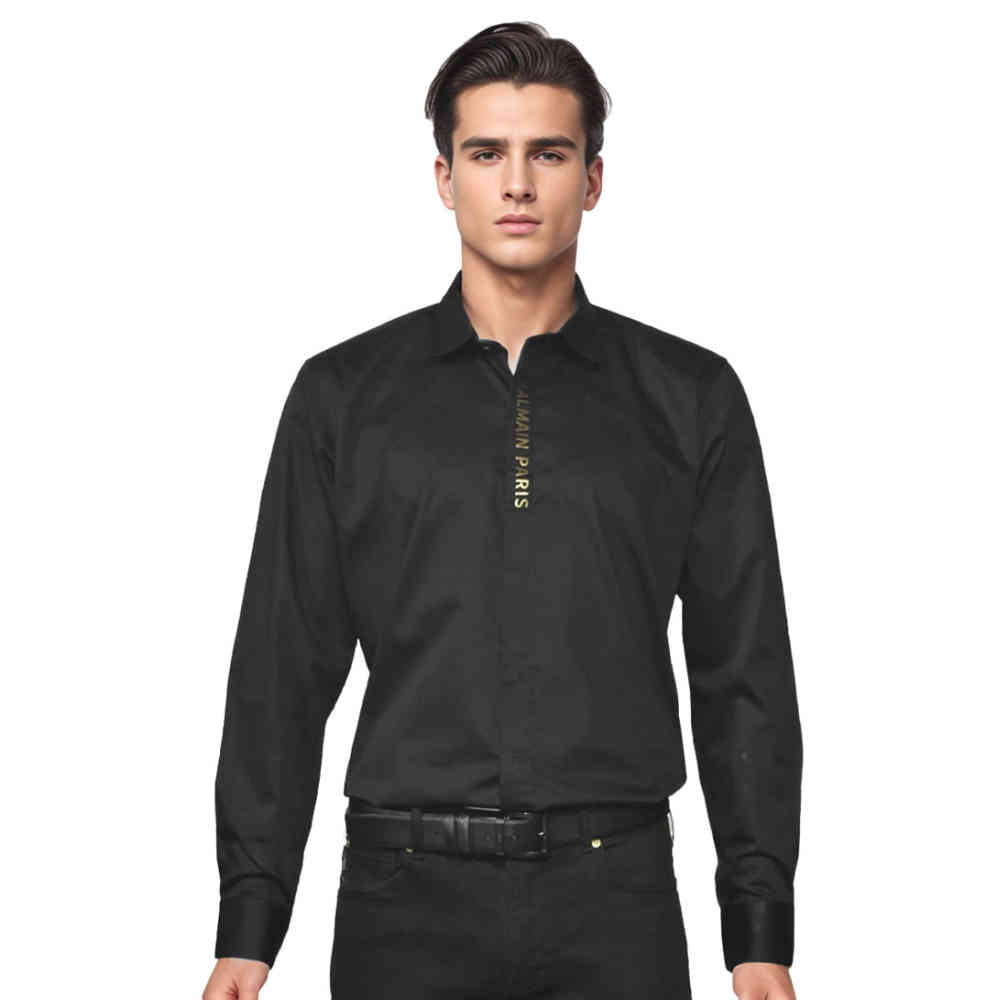 Black Balmain Brown Premium Luxury Cotton Shirt