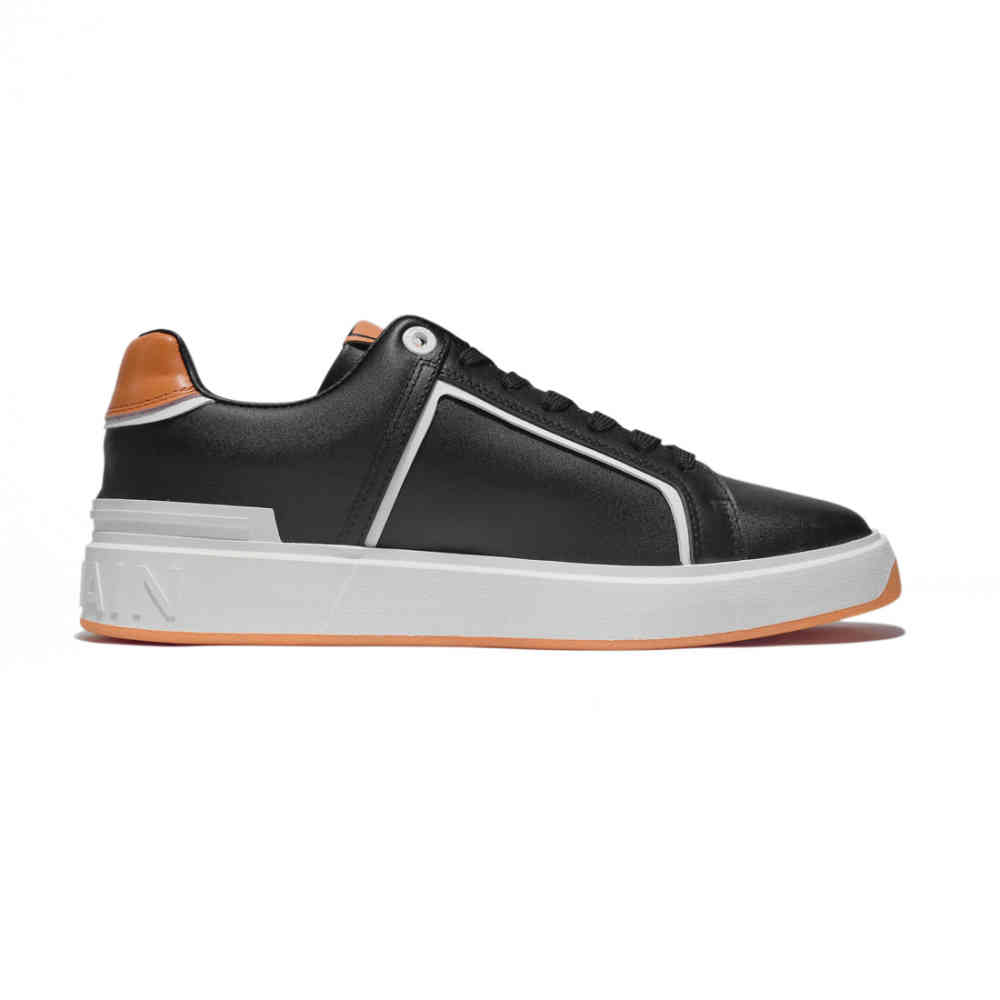 Balmain B-Court Black & Orange Premium Sneakers-thumb-1