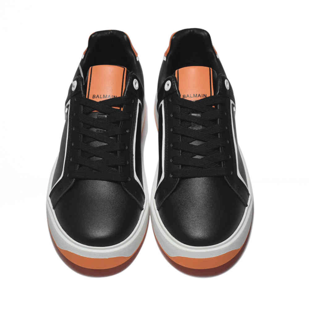 Balmain B-Court Black & Orange Premium Sneakers-thumb-3