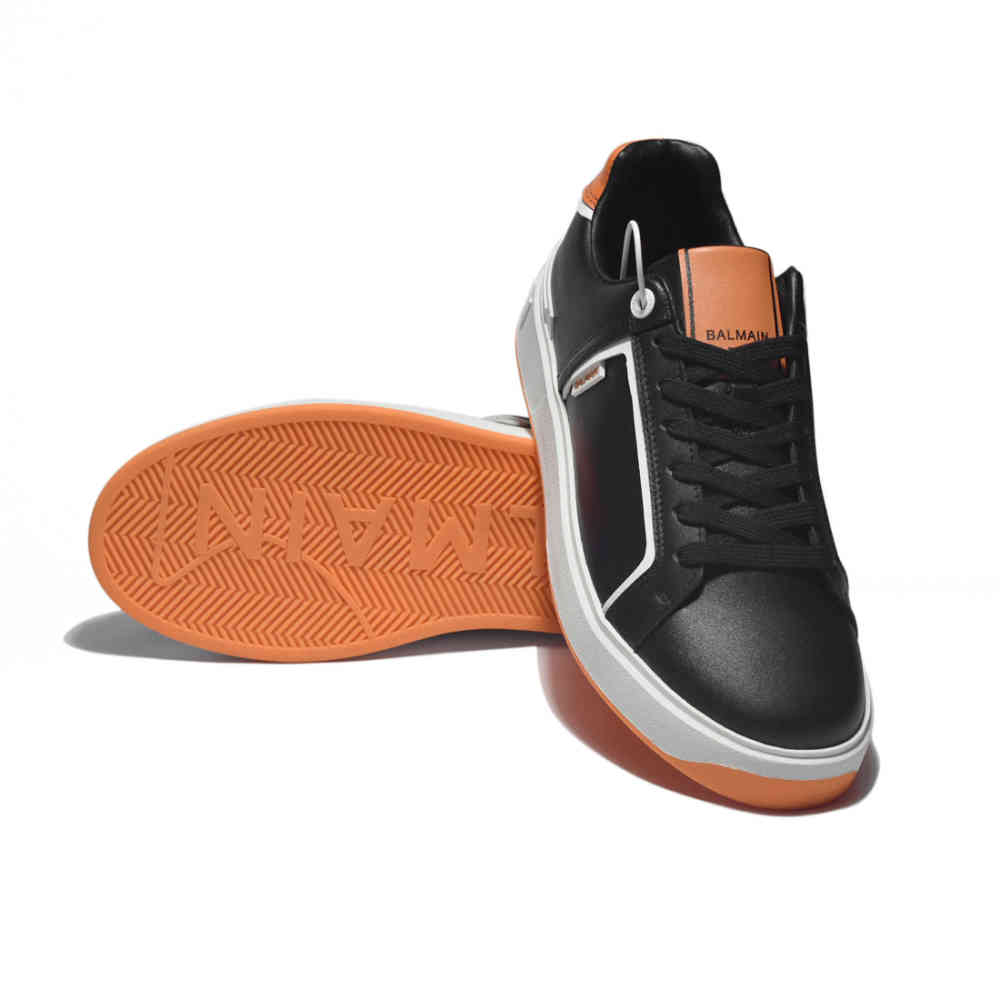 Balmain B-Court Black & Orange Premium Sneakers-thumb-5