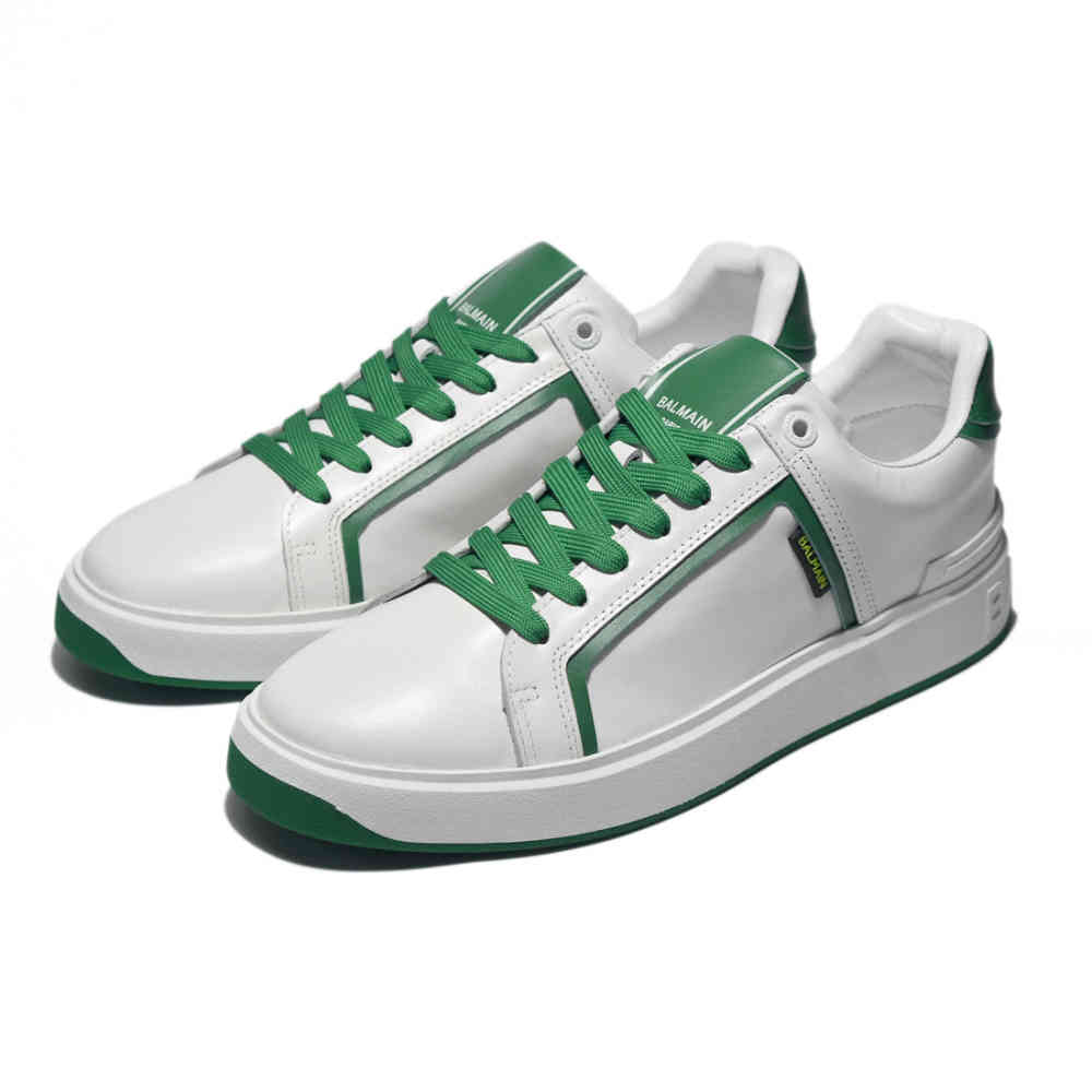 Balmain B-Court White & Green Premium Sneakers-thumb-2