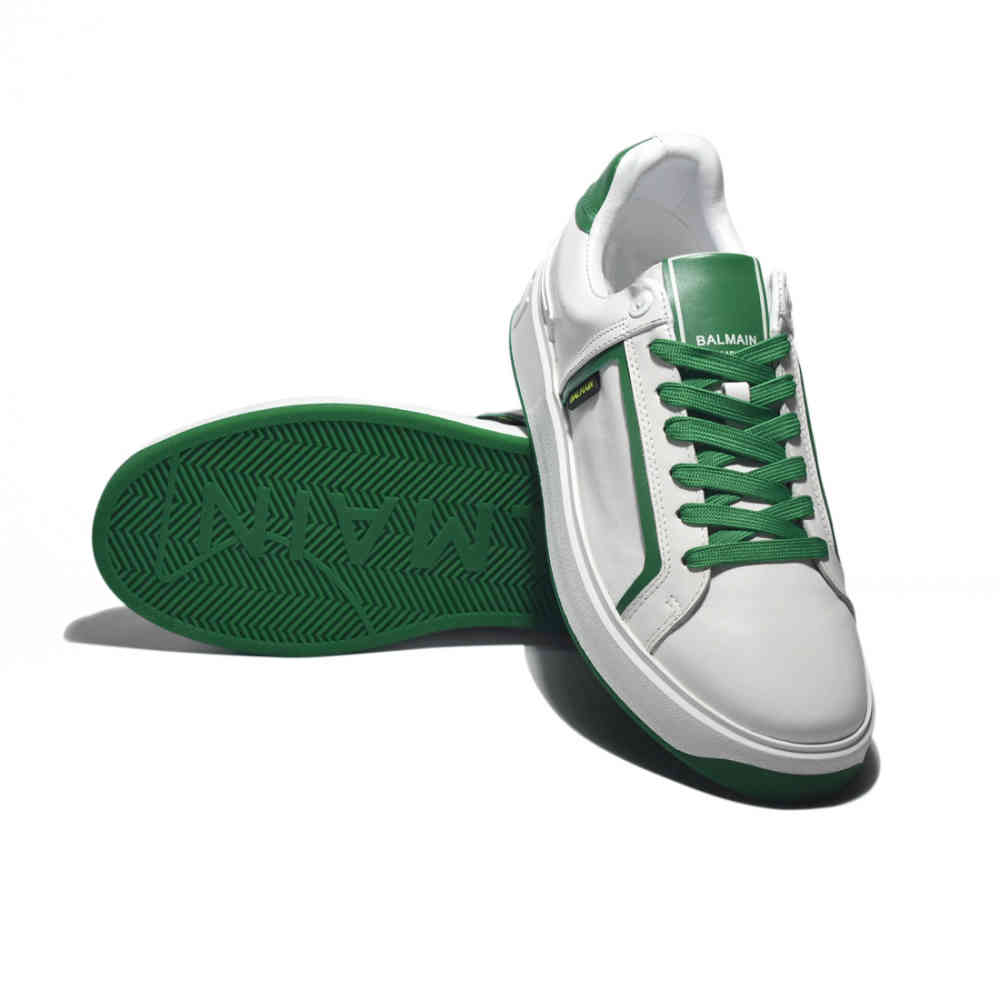 Balmain B-Court White & Green Premium Sneakers-thumb-5