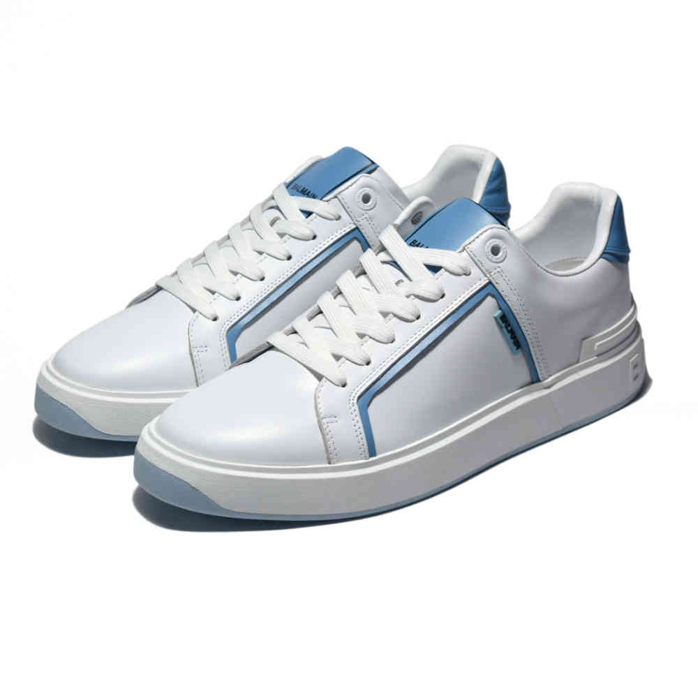 Balmain B-Court White & Blue Premium Sneakers-2