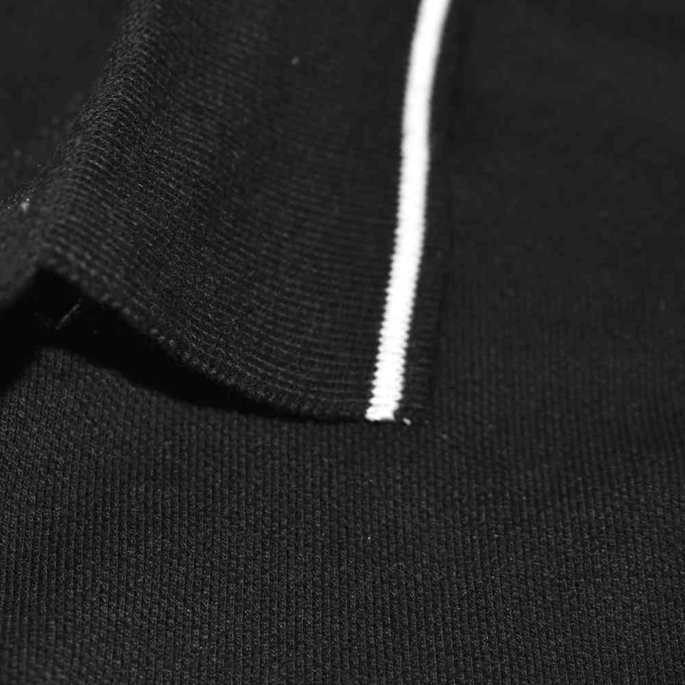 Coach Embroidered logo Striped Pique Black Polo T-shirt-4