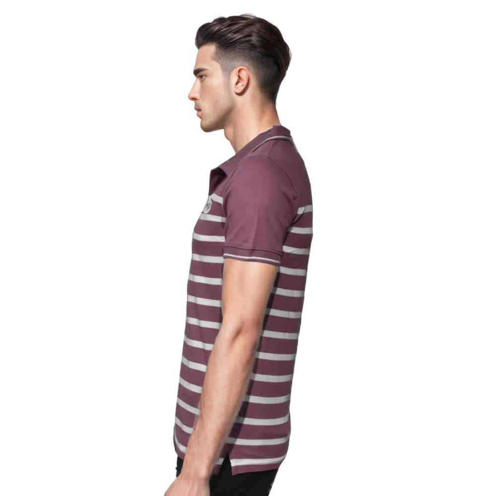 Coach Embroidered logo Striped Pique Pink Polo T-shirt-thumb-2