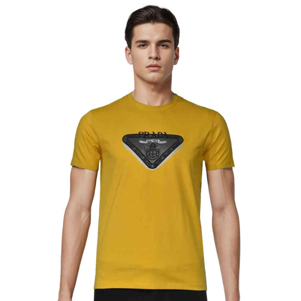 Yellow Prada White Premium Quality Round Neck T-shirt