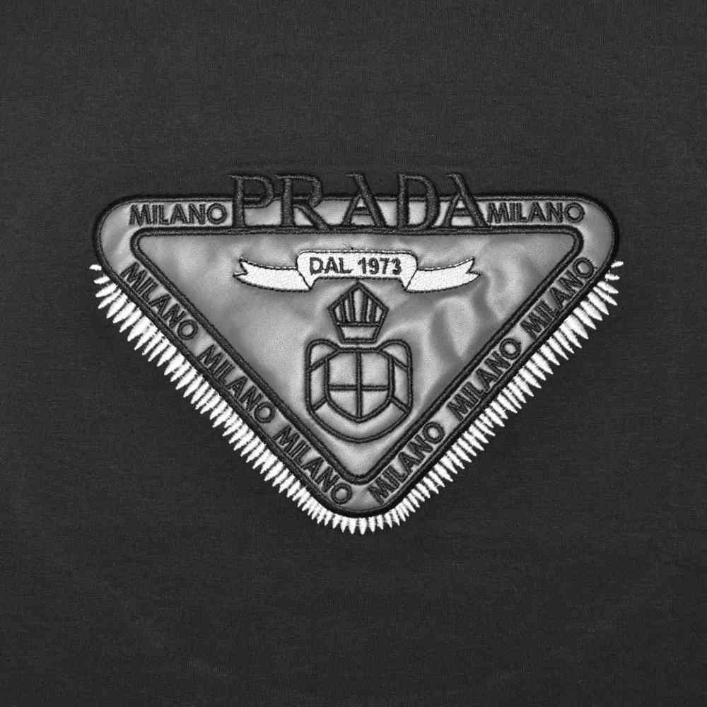 Prada Embroidered logo Black Cotton T-shirt-3