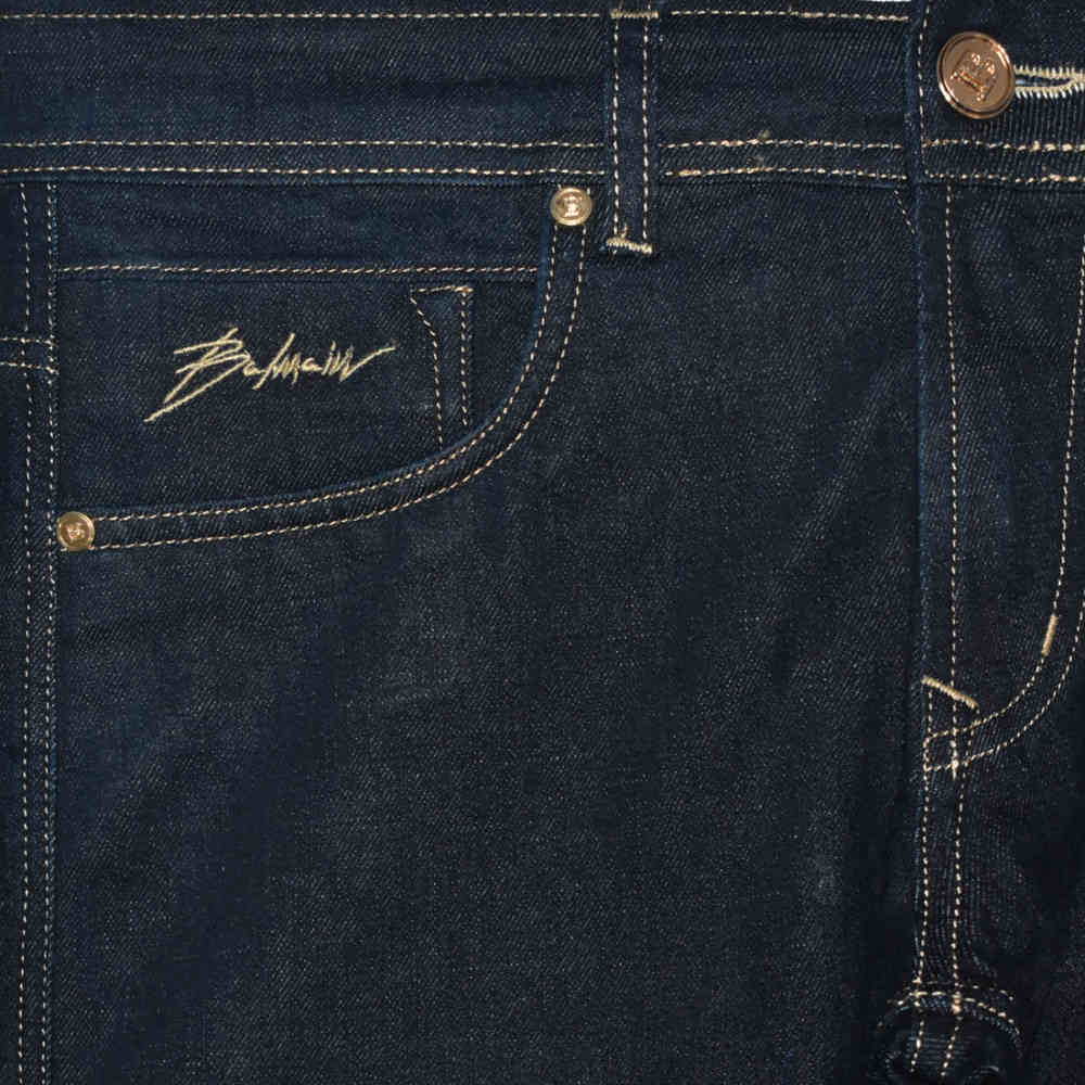 Balmain Blue Premium Logo on Pocket Jeans-2