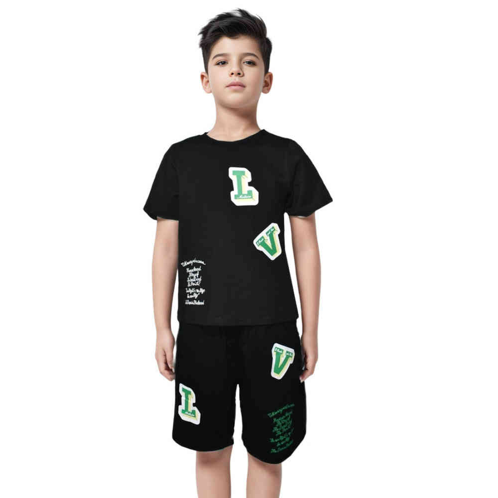 Black Louis Vuitton White Premium Quality Kids Co-ord Set