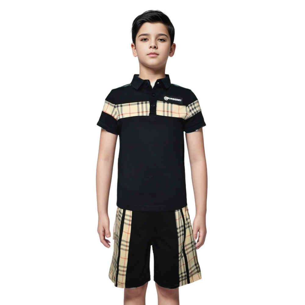 Black Burberry White Premium Kids Co-ord Set