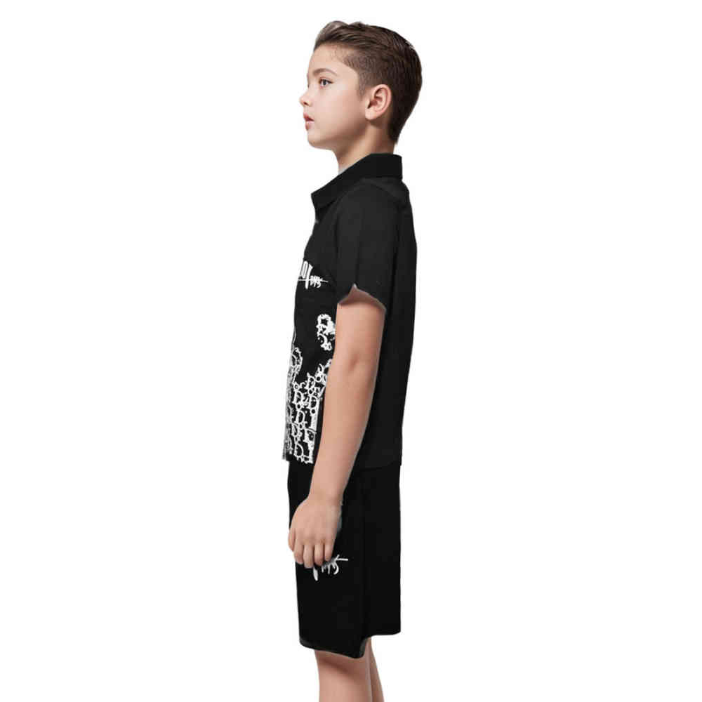 Dior Bee Embroidered Black Premium Kids Co-ord Set-thumb-2