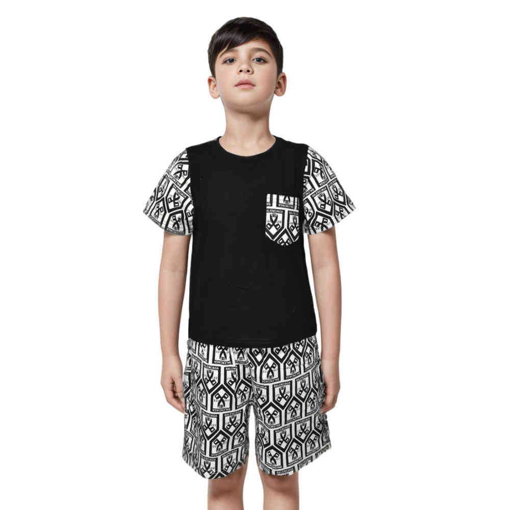 Black Balenciaga White Premium Quality Kids Co-ord Set
