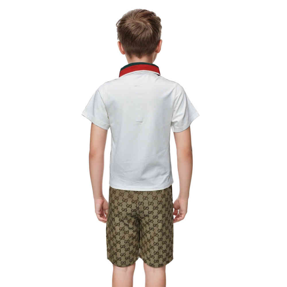 Gucci White Premium Cotton Kids Co-ord Set-1
