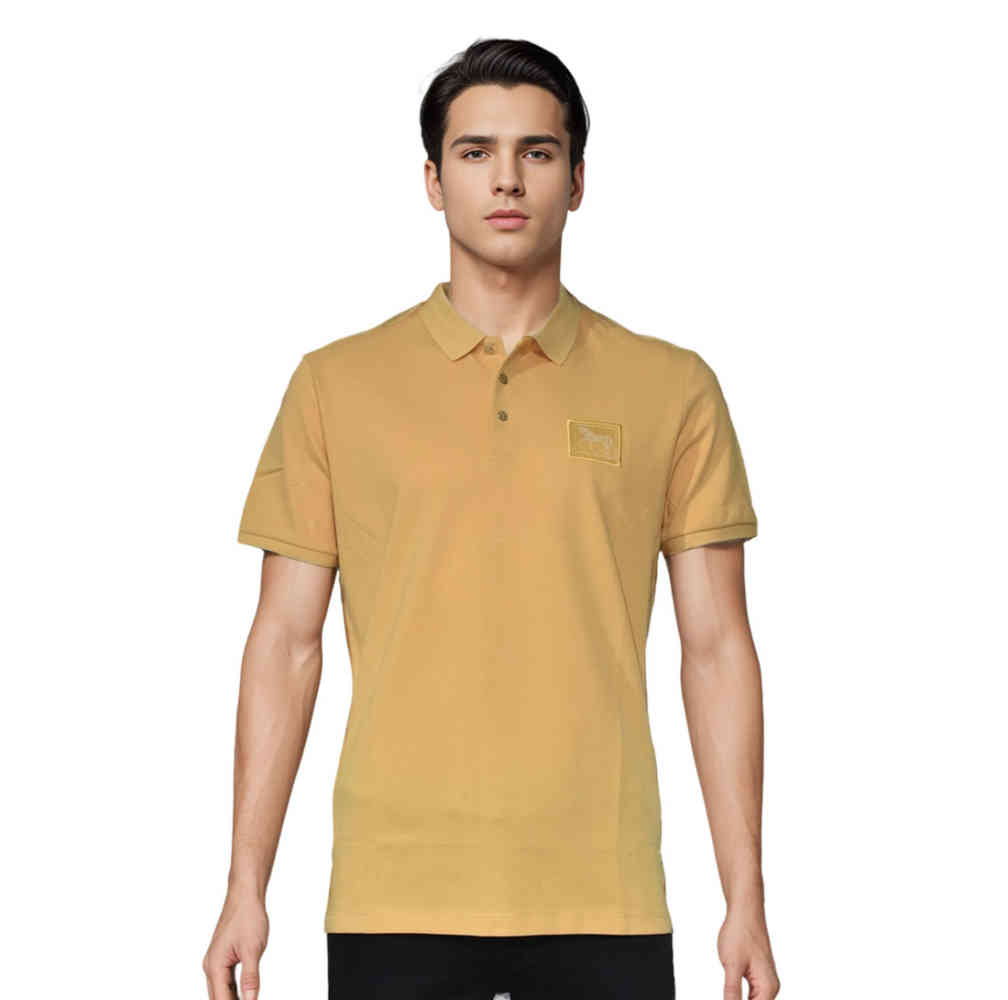 Yellow Hermes Paris logo Print Black Premium Polo T-shirt