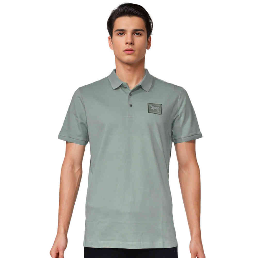 Green Hermes Paris logo Print Black Premium Polo T-shirt