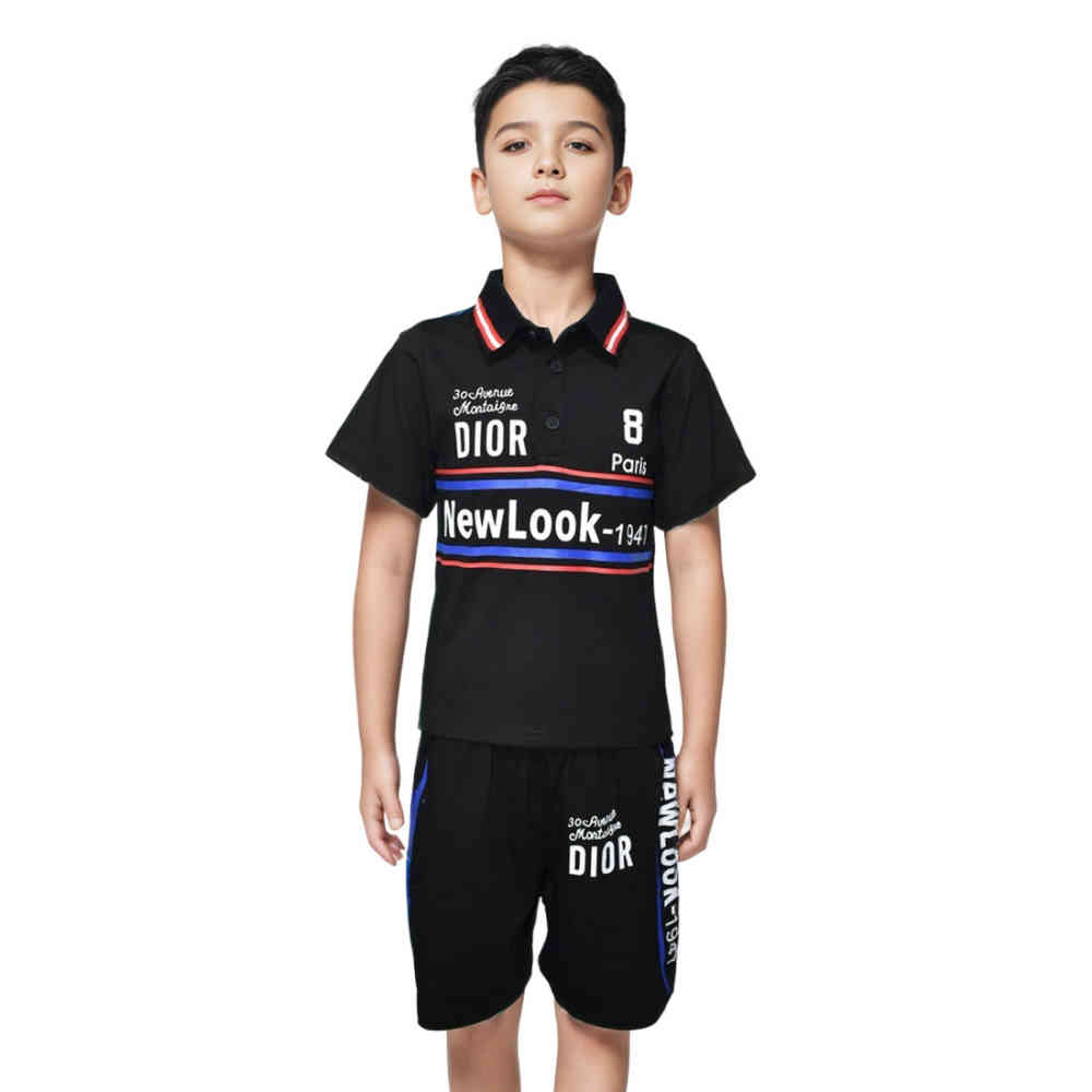 Black Dior White Premium Quality Kids Co-ord Set