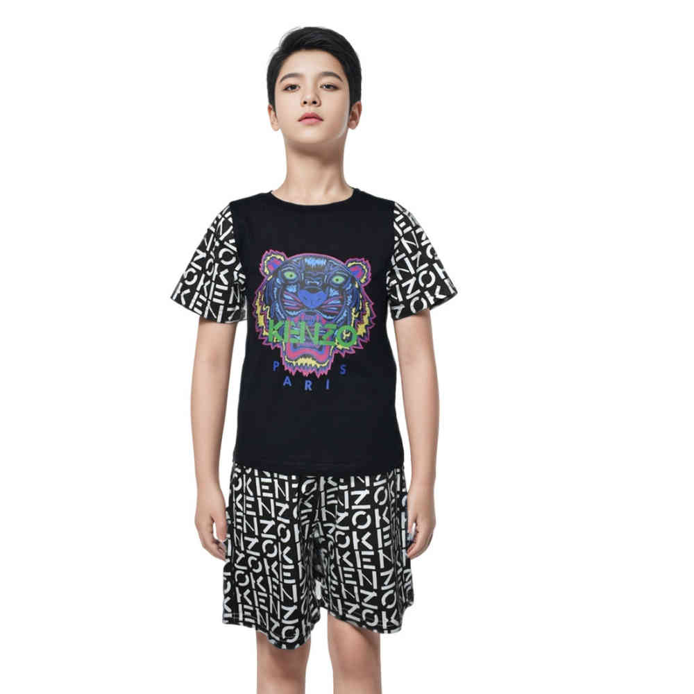 Kenzo Tiger Printed Black Premium Kids Co-ord Set-thumb-0