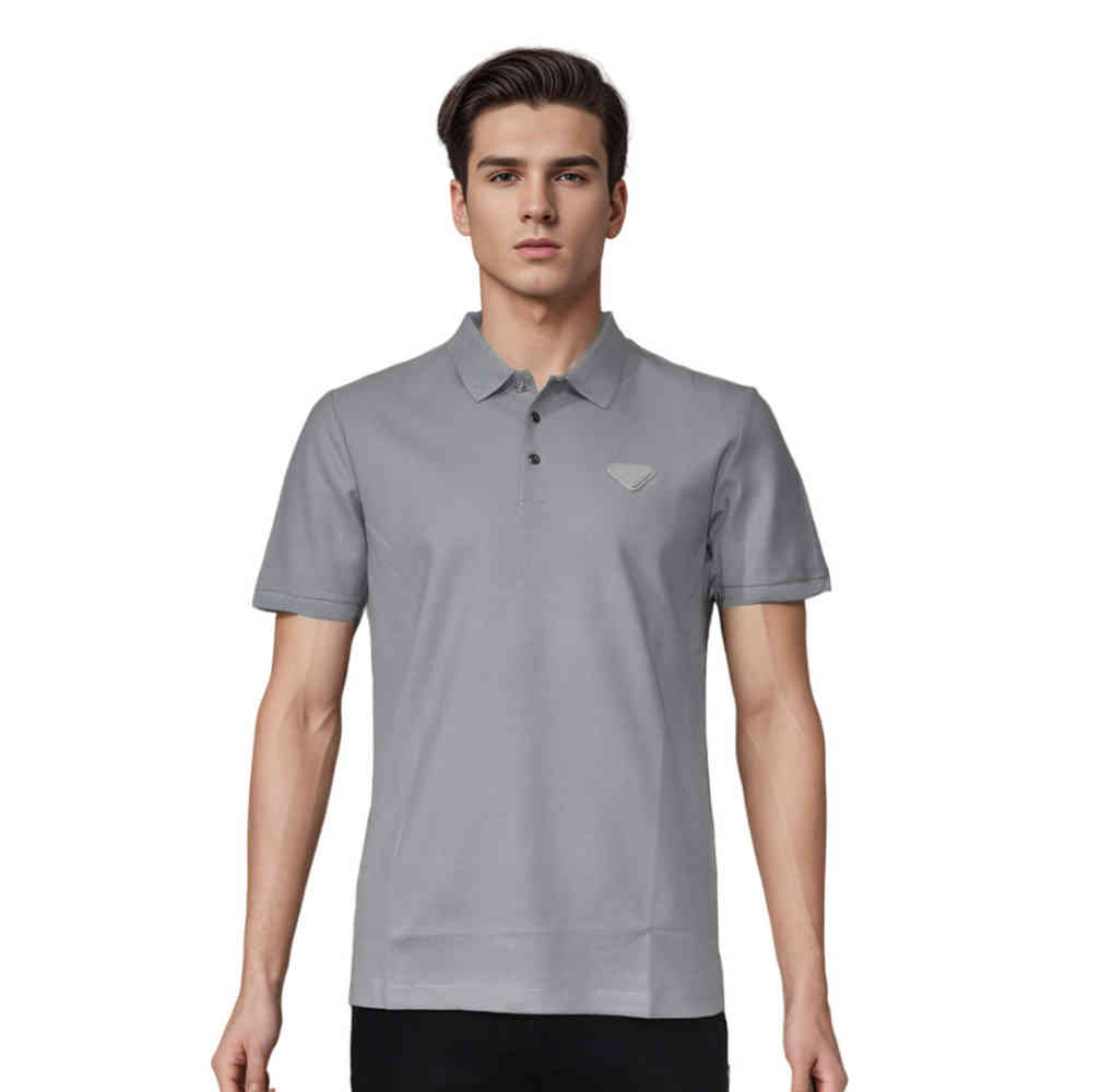 Grey Prada White Premium Cotton Polo T-shirt