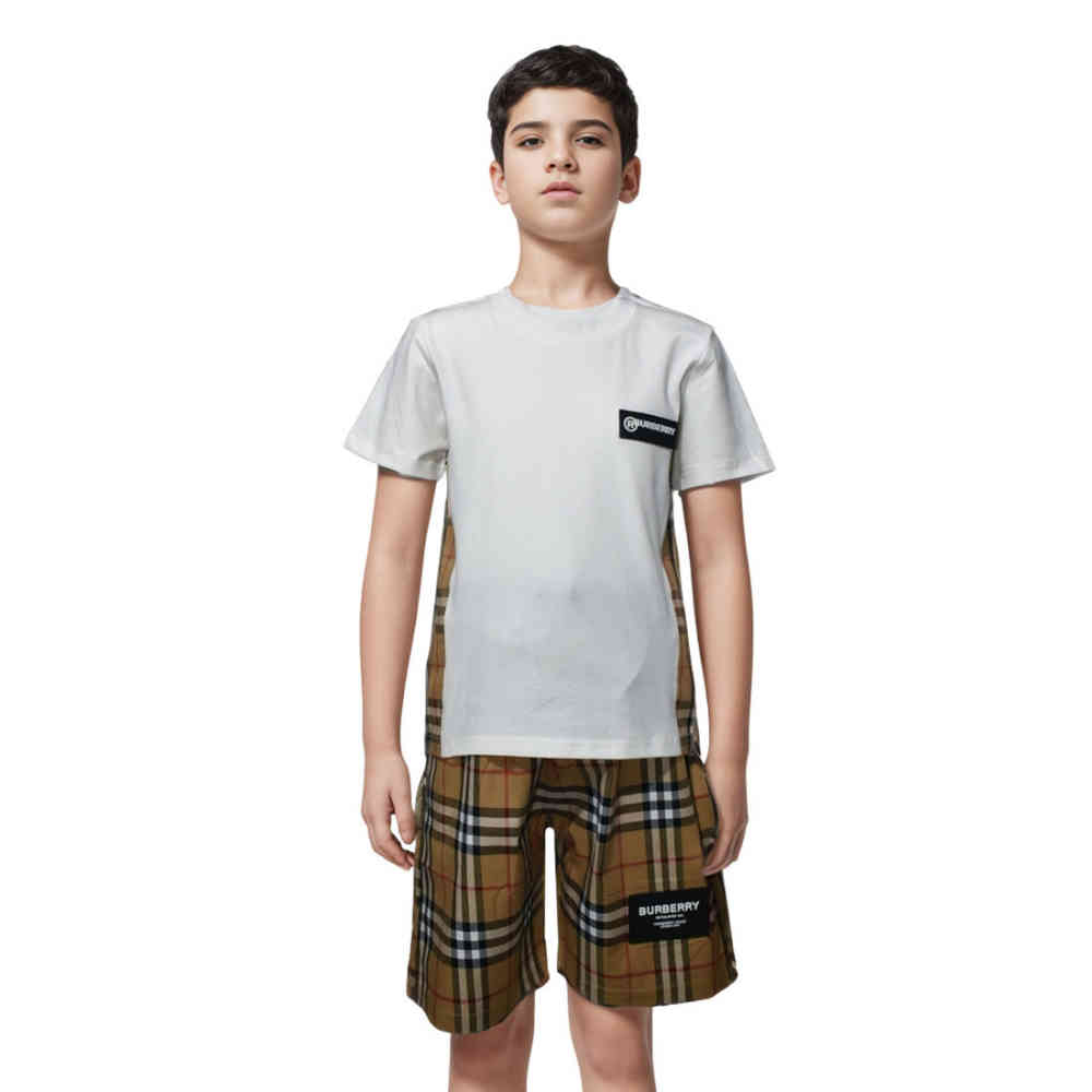 White Burberry Checks  Black Premium Quality Kids Co-ord Set
